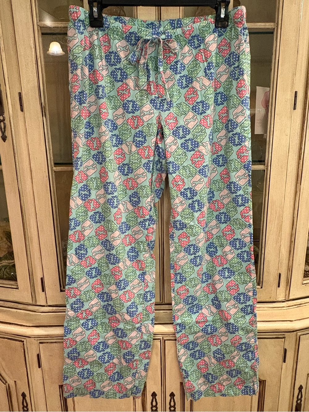 Vineyard Vines 100% Cotton Pajama Pants in Blue, Pink & Green Whale Print